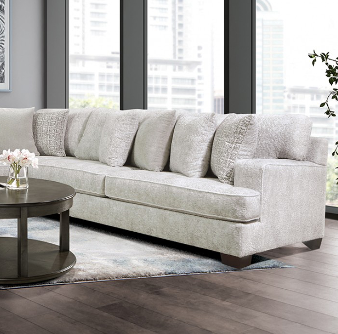 Alberton Contemporary Chenille Sectional with Bench Seating - Beige