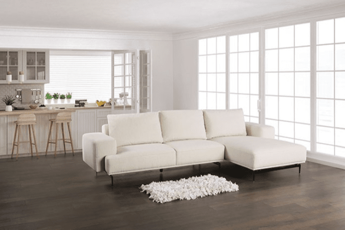 Baerum Contemporary Chenille Sectional - White