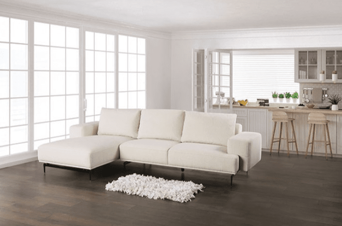 Baerum Contemporary Chenille Sectional - White