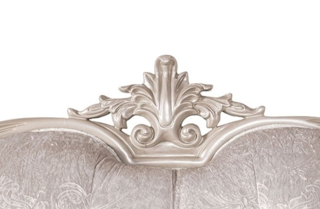 Acapulco Traditional Sofa & Loveseat Set with Wood Trim - Off White & Champagne