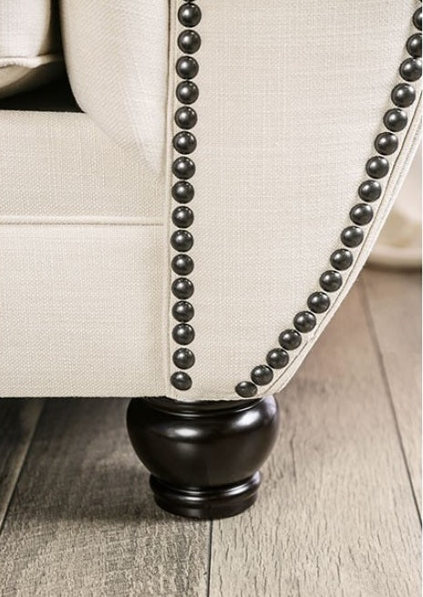 Viviana Transitional Beige Upholstered Sofa & Loveseat Set with Oversized Rolled Arms