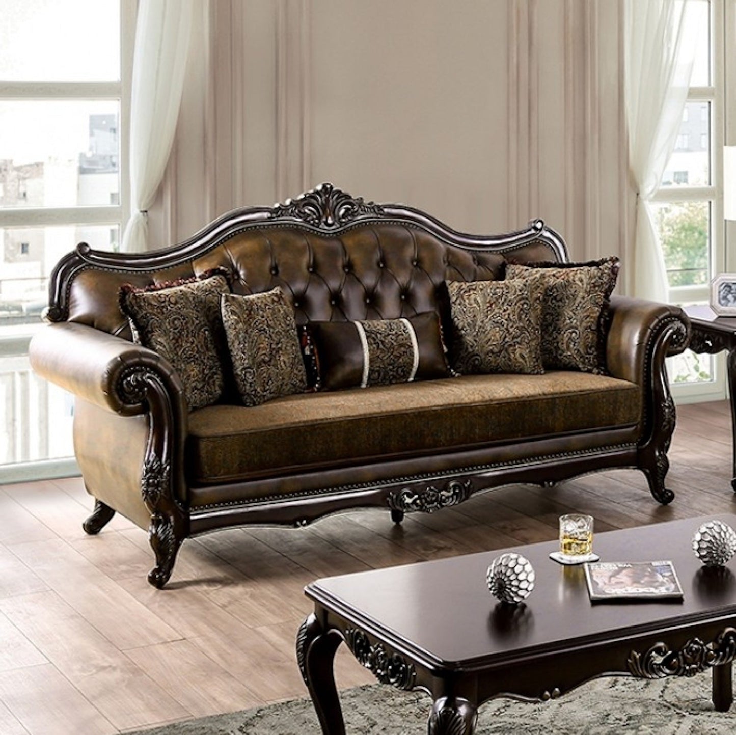 Ensenada Traditional Rolled Arm Sofa & Loveseat Set