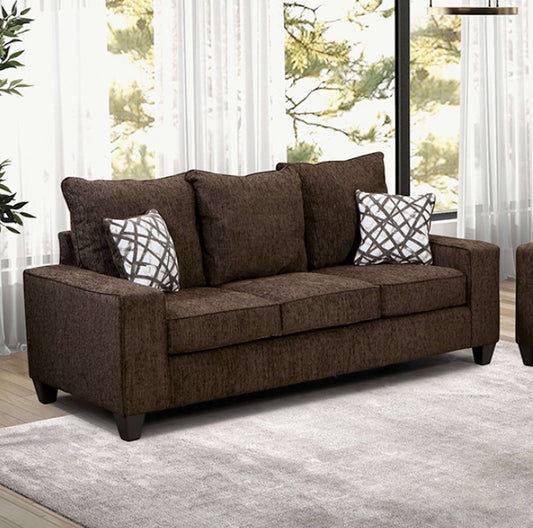 West Acton Contemporary Chenille Sofa - Brown