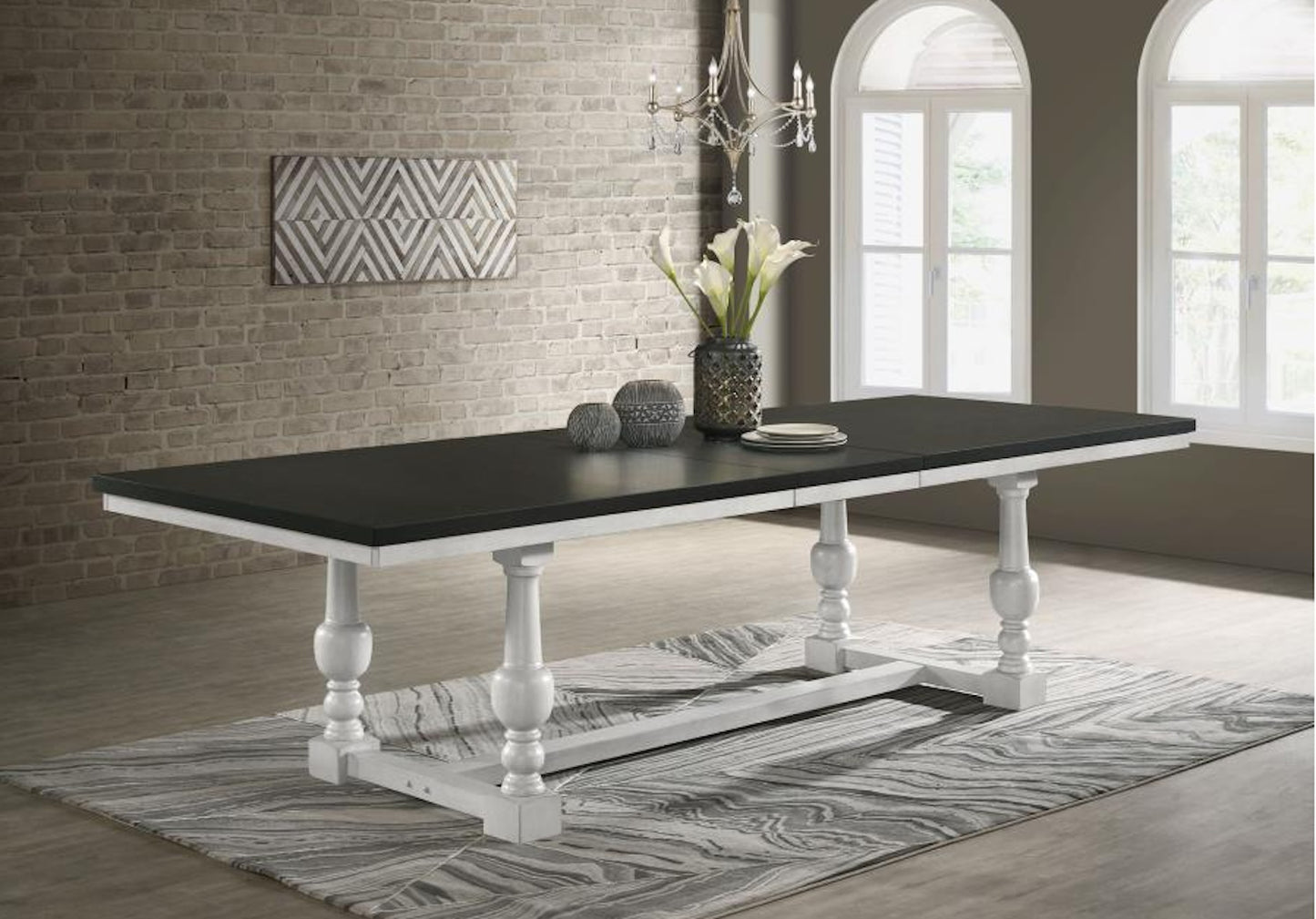 Aventine Rectangular Dining Table with Extension Leaf Charcoal and Vintage Chalk