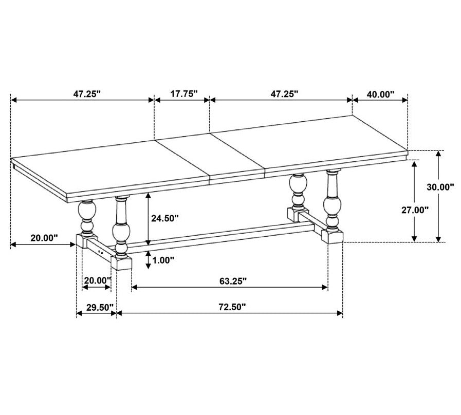 Aventine Rectangular Dining Table with Extension Leaf Charcoal and Vintage Chalk