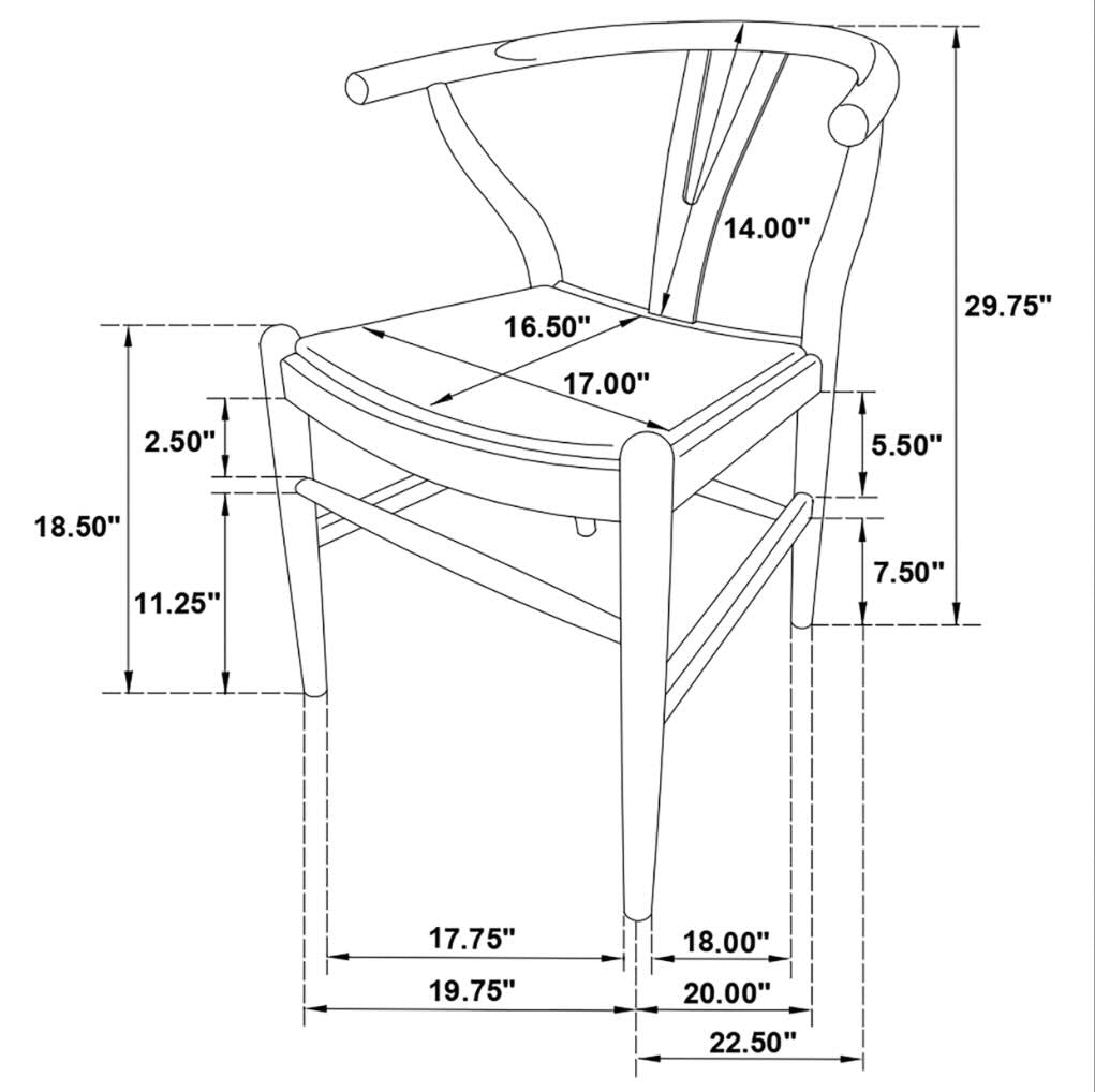 Dinah Danish Y-Shaped Back Wishbone Dining Side Chair Walnut And Brown Set Of 2