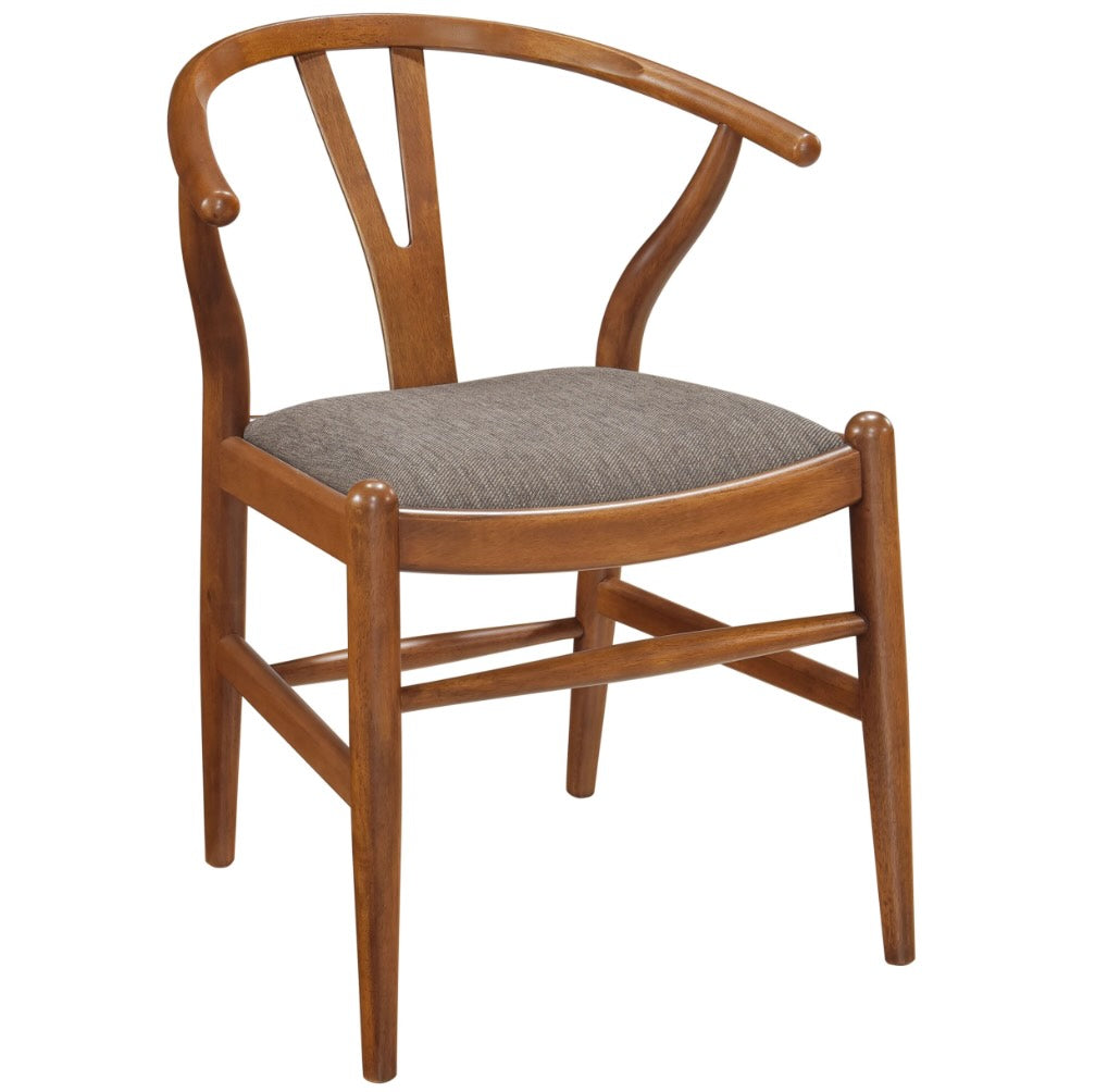 Dinah Danish Y-Shaped Back Wishbone Dining Side Chair Walnut And Brown Set Of 2