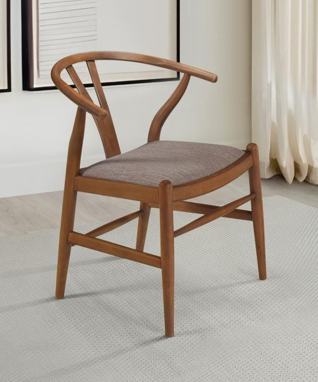 Dinah Danish Y-Shaped Back Wishbone Dining Side Chair Walnut And Brown Set Of 2