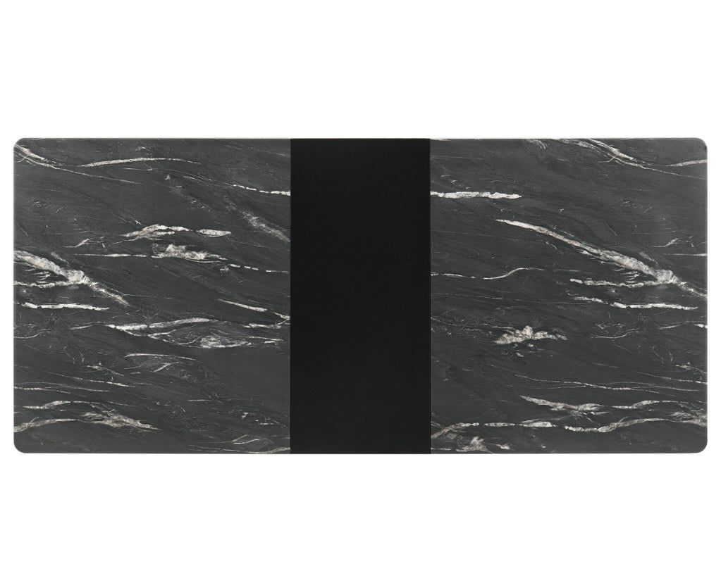 Crestmont Rectangular 7PC Dining Set With Faux Marble Top And 16″ Self-Storing Extension Leaf Grey