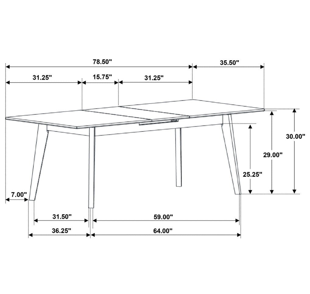 Crestmont Rectangular 7PC Dining Set With Faux Marble Top And 16″ Self-Storing Extension Leaf Grey