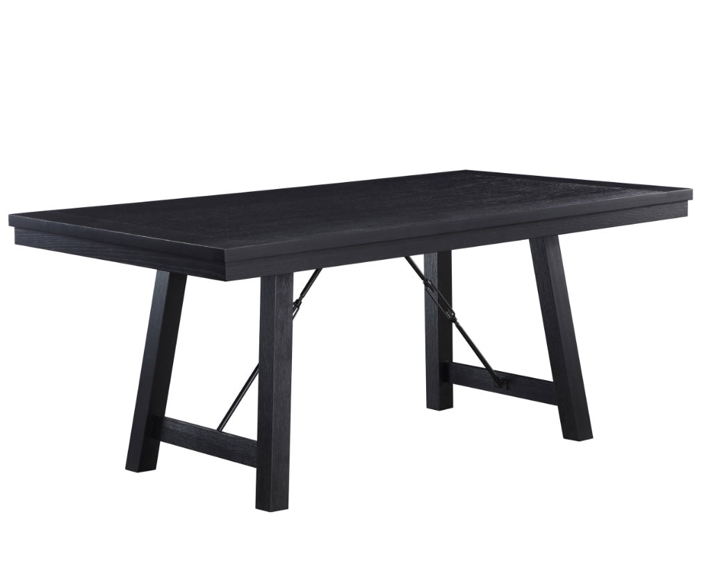 Newport 6-Piece Rectangular Trestle Table Dining Set Black