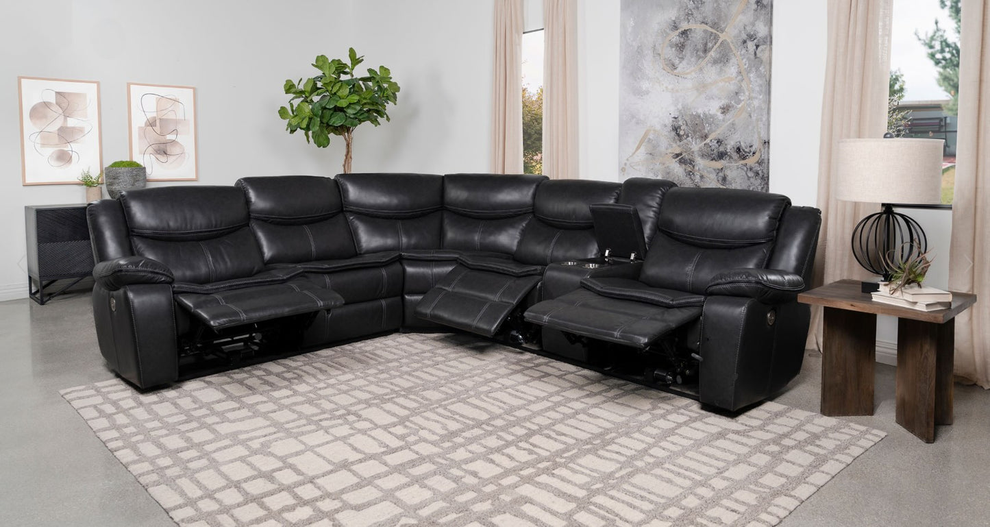Sycamore Upholstered Power Reclining Sectional Sofa - Black