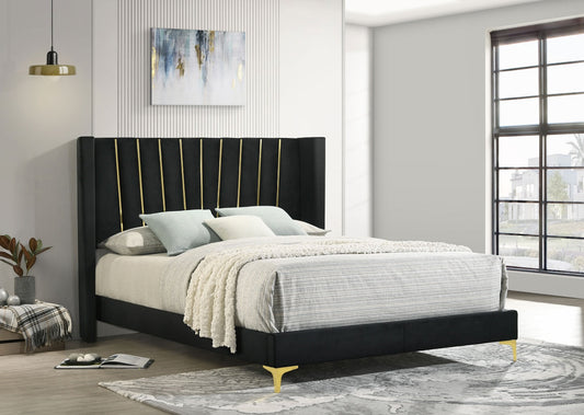 Kendall Upholstered Tufted King Panel Bed Black