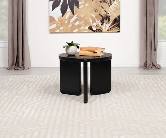 Cordova Round Solid Wood End Table Black