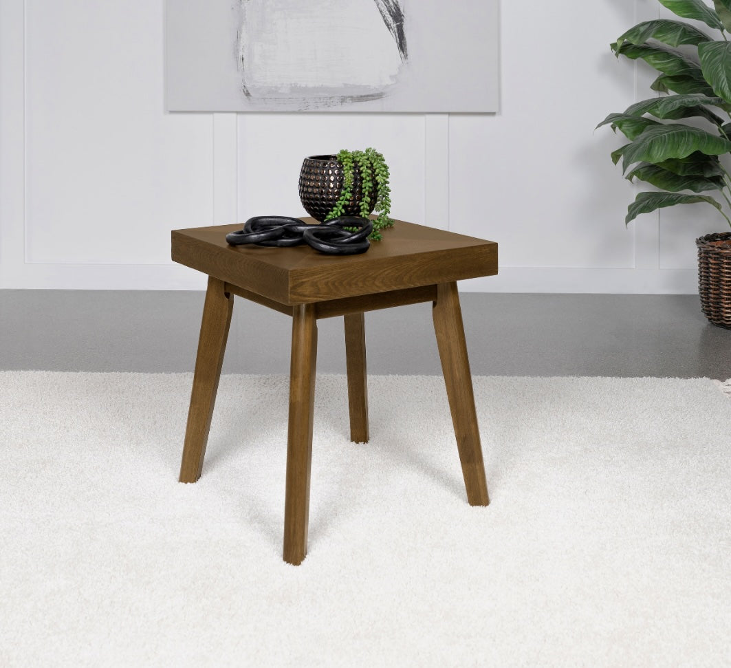 Westerly Square Wood End Table With Diamond Parquet Walnut