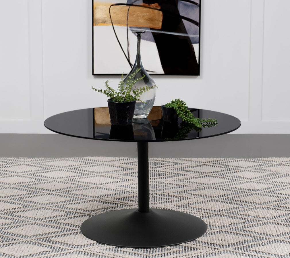 Ganso Round Metal Coffee Table With Tempered Glass Top Black