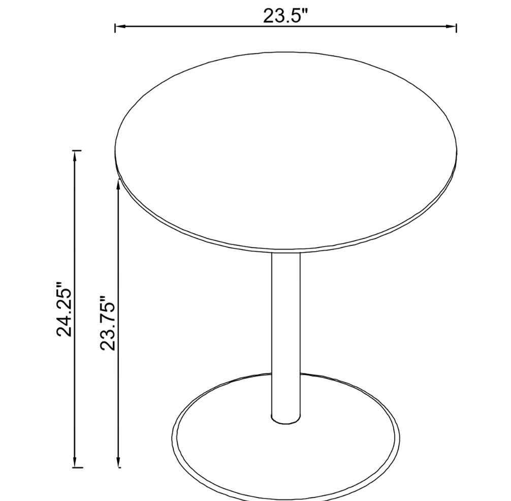 Ganso Round Metal End Table With Tempered Glass Top Black