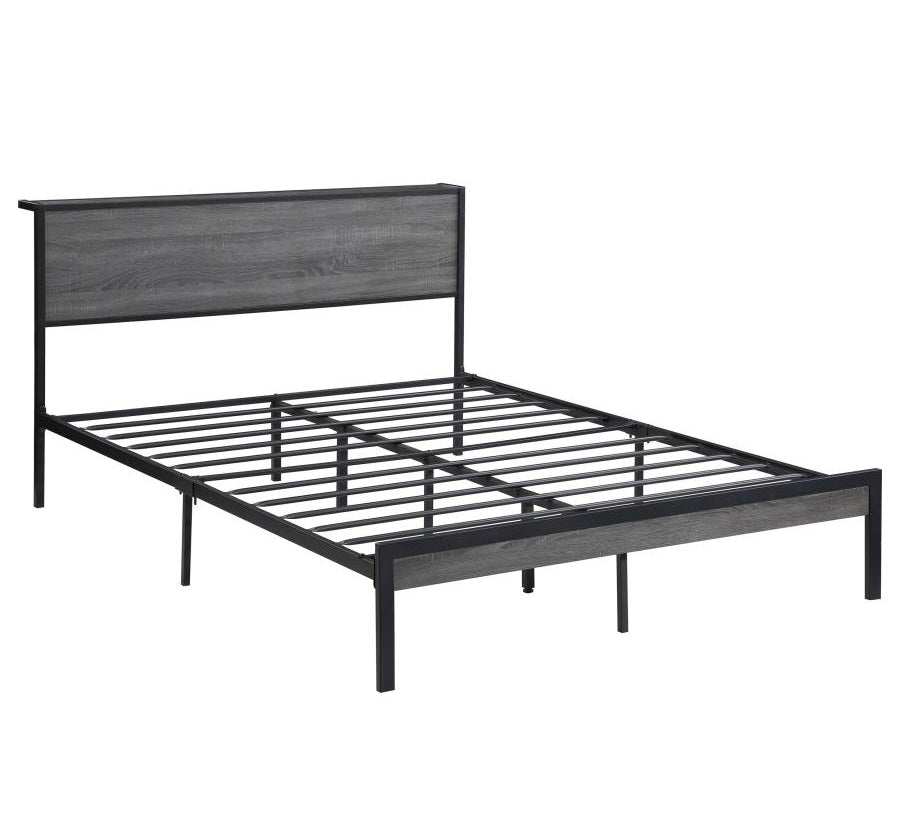 Ricky Queen Platform Bed Grey And Black