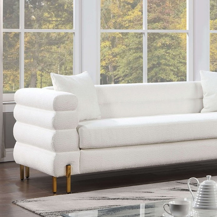 Landovery Contemporary Boucle Living Room Set - White & Gold