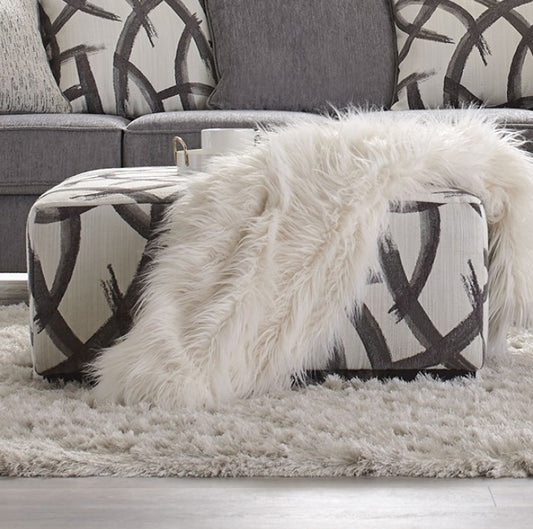 Amersham Transitional Chenille Ottoman - Gray