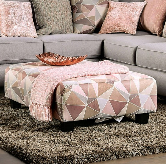 Harridan Transitional Mult-Color Chenille Ottoman