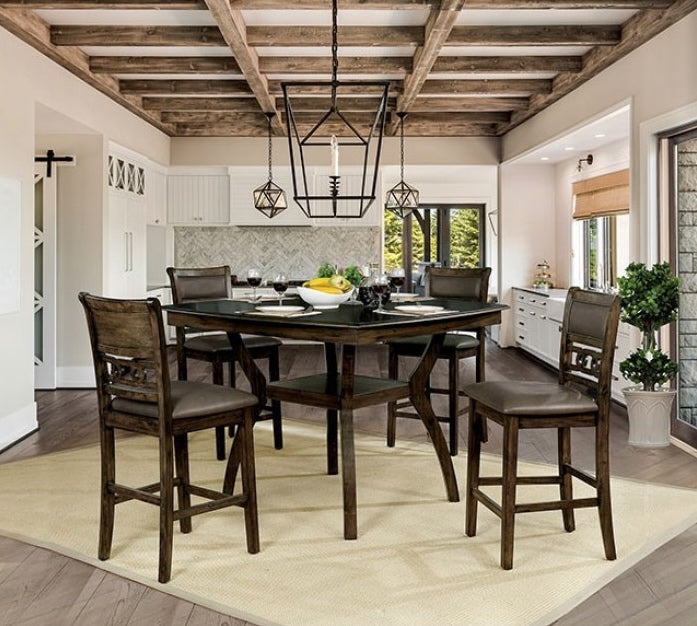 Flick 5-Piece Counter Height Dining Set - Rustic Oak