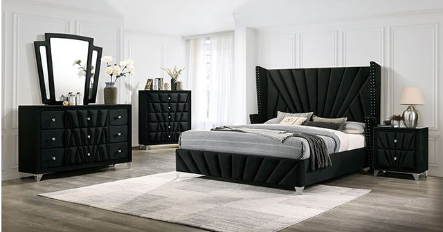 Carissa Art Deco Style Queen Wingback Bed