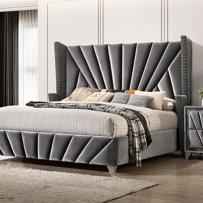 Carissa Art Deco Style King Wingback Bedroom Set