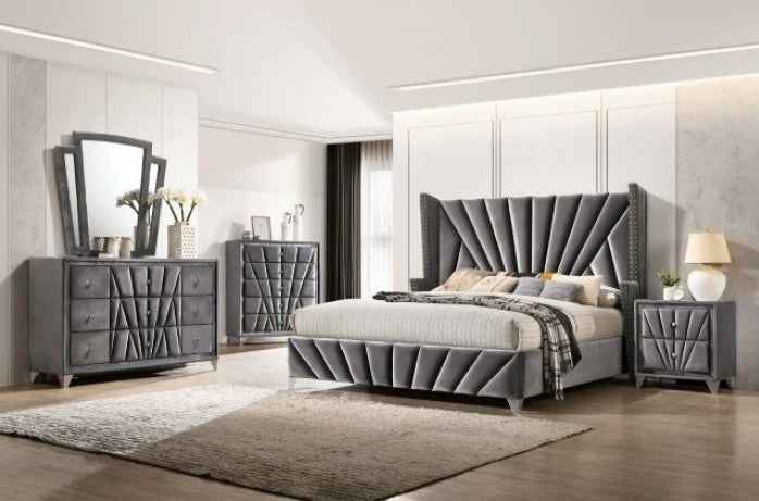 Carissa Art Deco Style King Wingback Bedroom Set