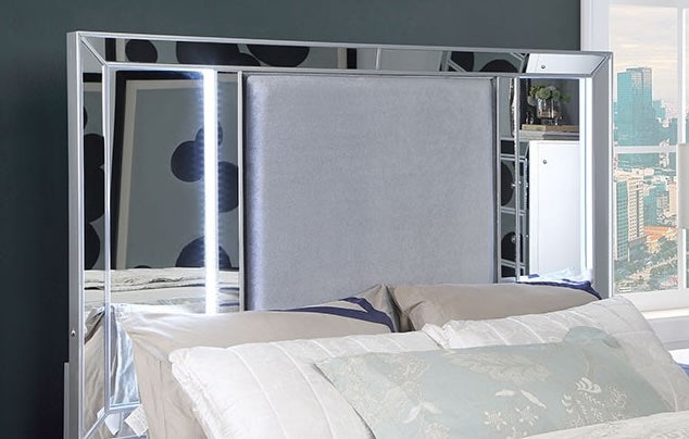 Belladonna Mirrored Storage Bed with LED Footboard - King