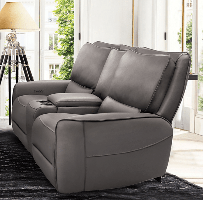 Phineas Leather Power Reclining Sofa - Gray