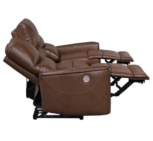 Greenfield Upholstered Power Reclining Sofa Saddle Brown