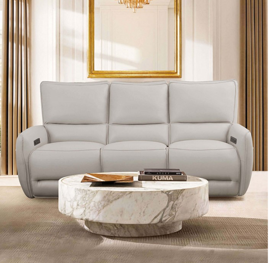 Phineas Leather Power Reclining Sofa - Beige
