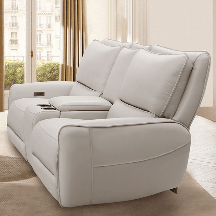 Phineas Leather Power Living Room Set - Beige