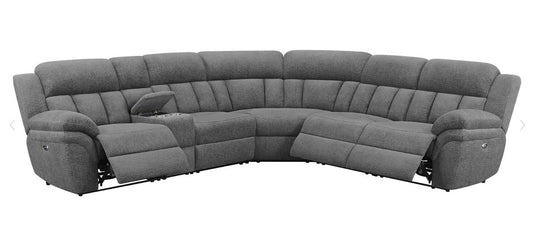 Bahrain 6-Piece Upholstered Power Sectional Charcoal