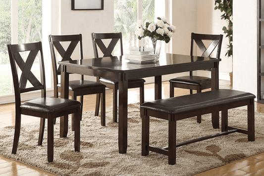 Fargo 6-Piece Wooden Dining Set with Padded Chairs - Espresso
