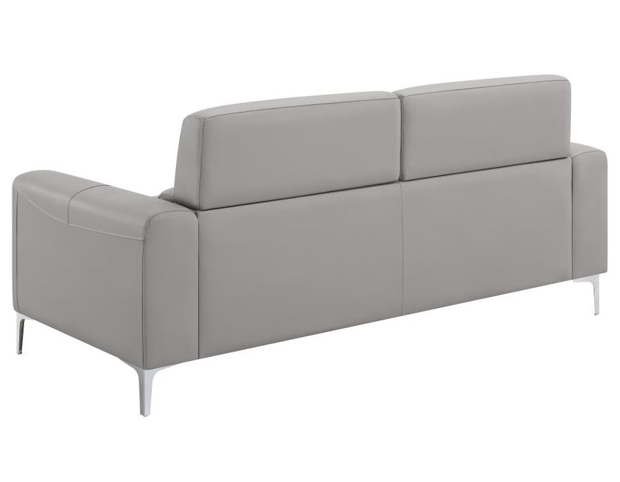 Glenmark Transitional Sofa & Loveseat Set in Taupe Leatherette