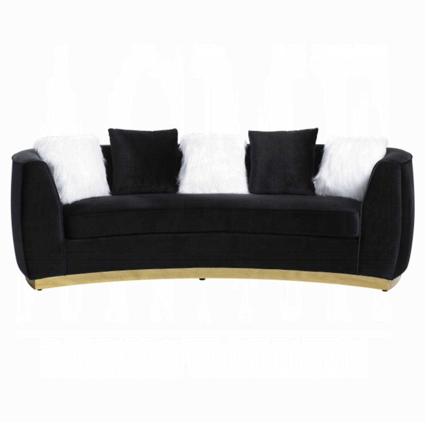 ACME Achelle Vintage Glam Sofa - Black Velvet & Gold