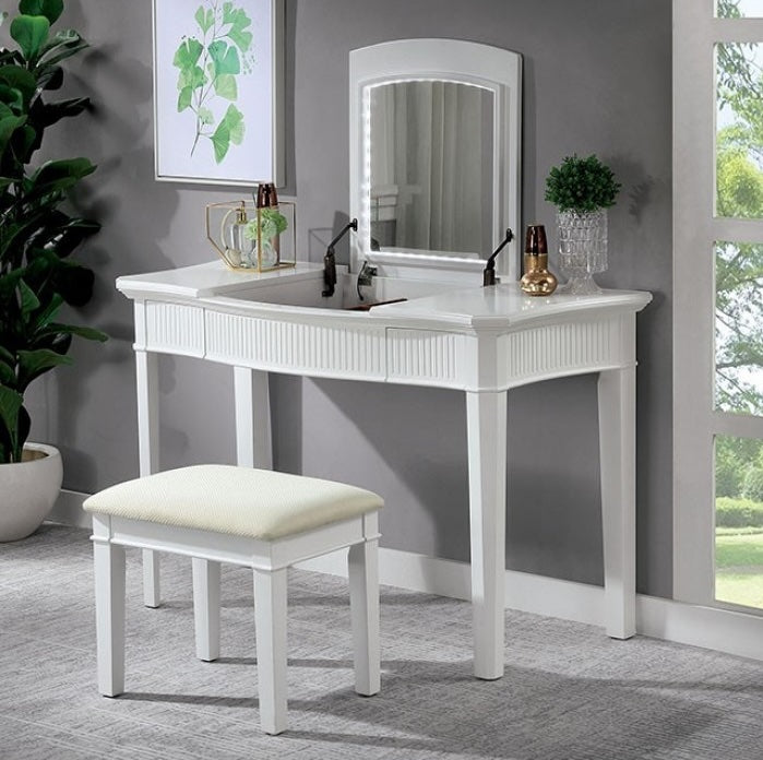 Stina Transitional White Vanity Set