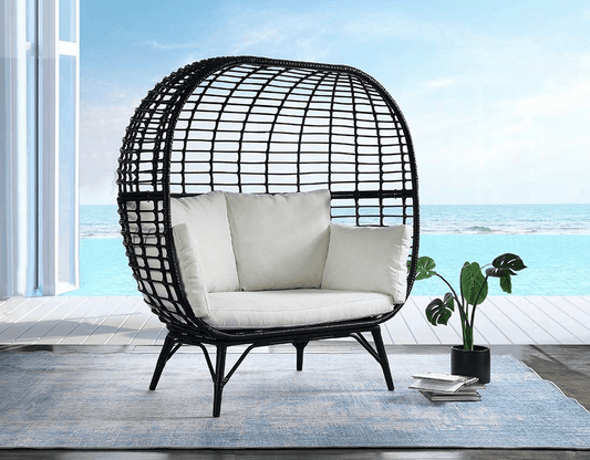 Penelope Oversize Patio Lounge Chair - Cream & Black