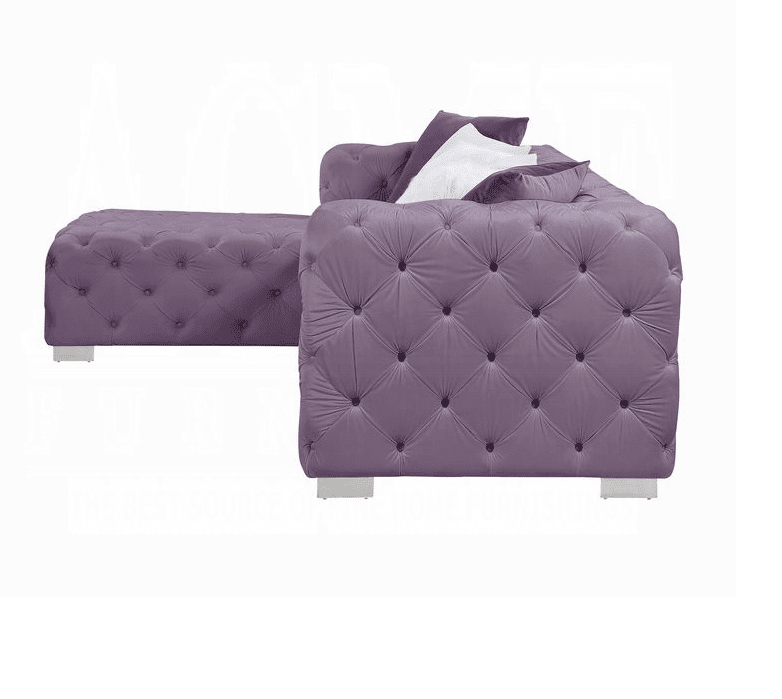 Qokmis Sectional Sofa W/6 Pillows - Purple