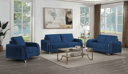 ACME Wenona Blue Velvet Living Room Set