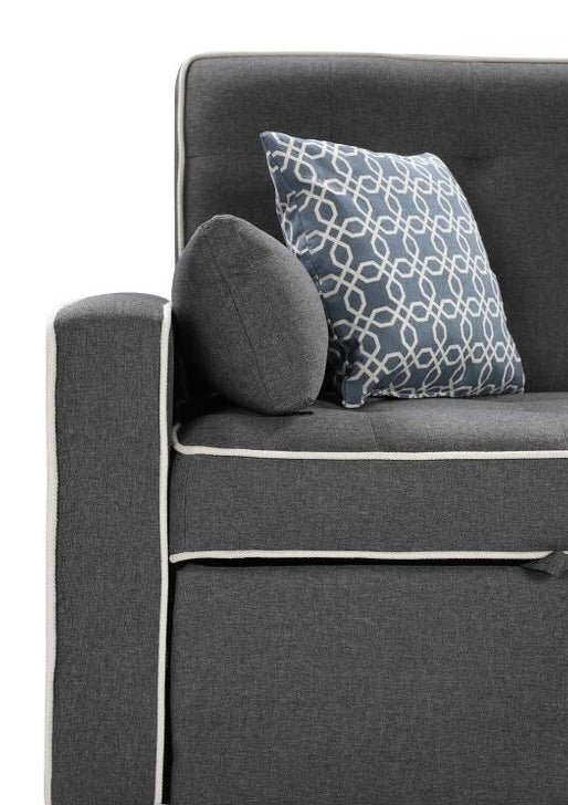 Austin Modern Gray Fabric Sleeper Sofa With 2 Usb Charging Ports And 4 Accent Pillows