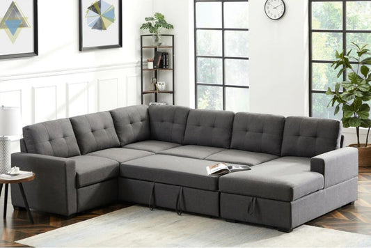Selene Dark Gray Linen Sleeper Sectional