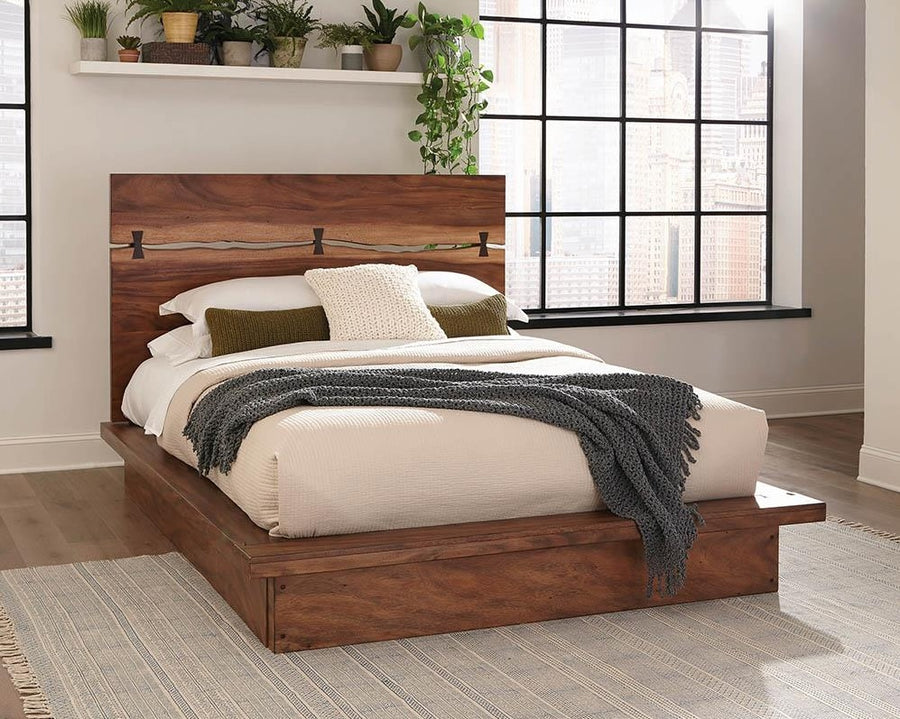 Winslow Live Edge Queen Platform Bed in Smokey Walnut