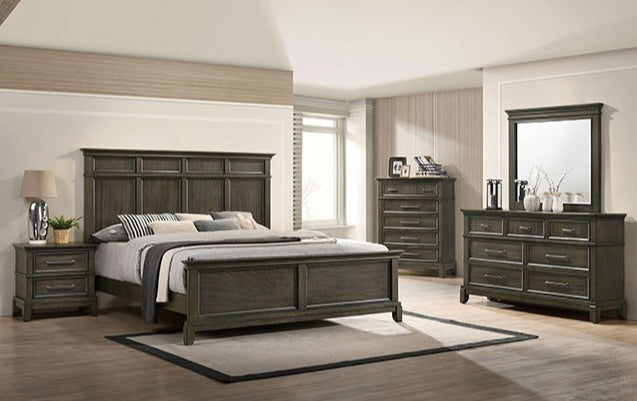 Houston Traditional King Panel Bed - Gray