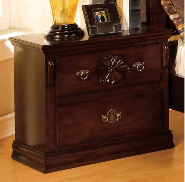 Tuscan Traditional 2 Drawer Nightstand in Glossy Dark Pine