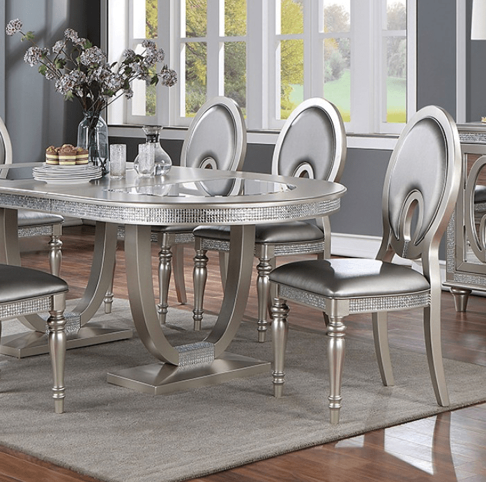 Cathalina Transitional 7-Piece Mirrored Dining Set