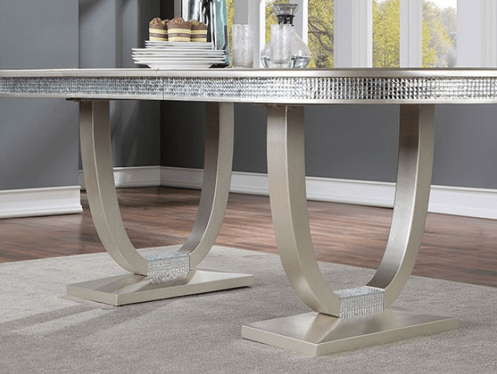 Cathalina Transitional 7-Piece Mirrored Dining Set