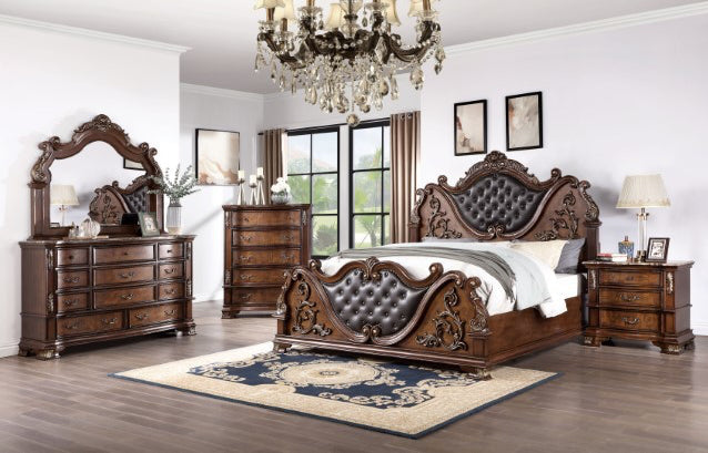 Esparanza Traditional King Bed- Brown Cherry